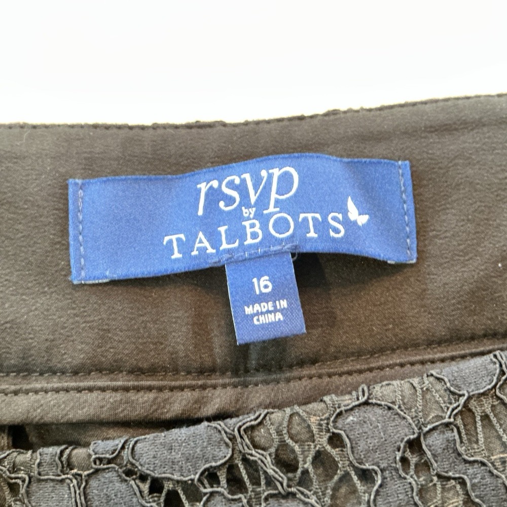 Talbots Lace Scalloped Hem Ankle Pants Womens 16 Black High Rise Straight 38x27 - Picture 8 of 11